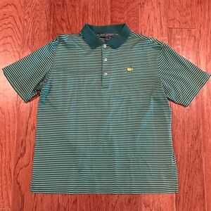 The Master’s Collection Green Striped Polo Shirt Logo Embroidery Size L